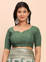 Thumbnail for Astita Linen Cotton Green Saree