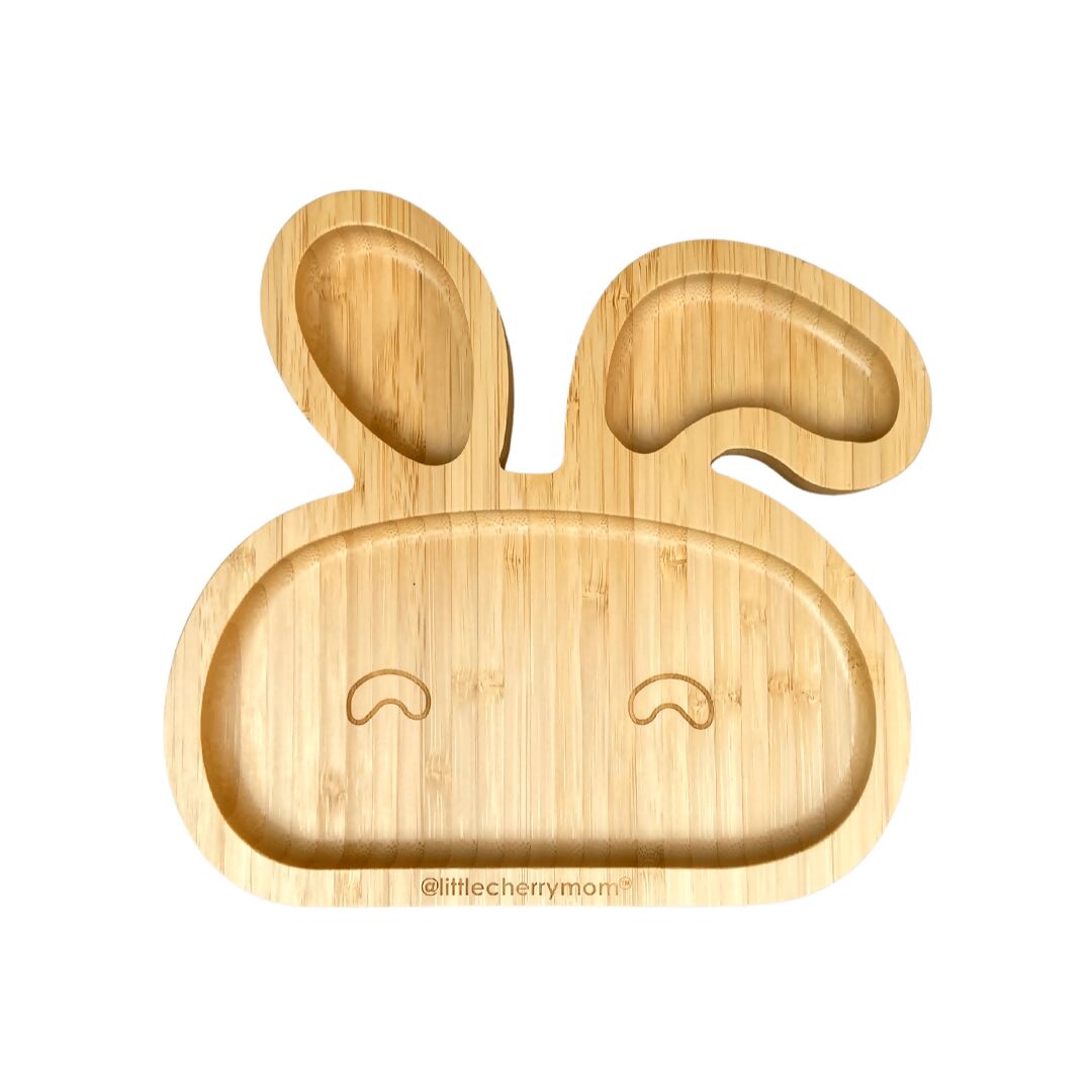 Littlecherrymom Bunny Bamboo Suction Plate (With Fork And Spoon) - Distacart