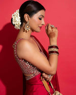 Thumbnail for Joban Fashion Red Rangoli silk Party Wear Sarees - Distacart