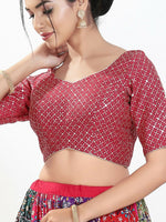 Thumbnail for Joban Fashion Pink Silk Padded Blouse With Sweetheart Neck Elbow Sleeves - Distacart
