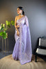 Teeya Creation Lavender Color Twill Net Heavy Work Saree - Distacart
