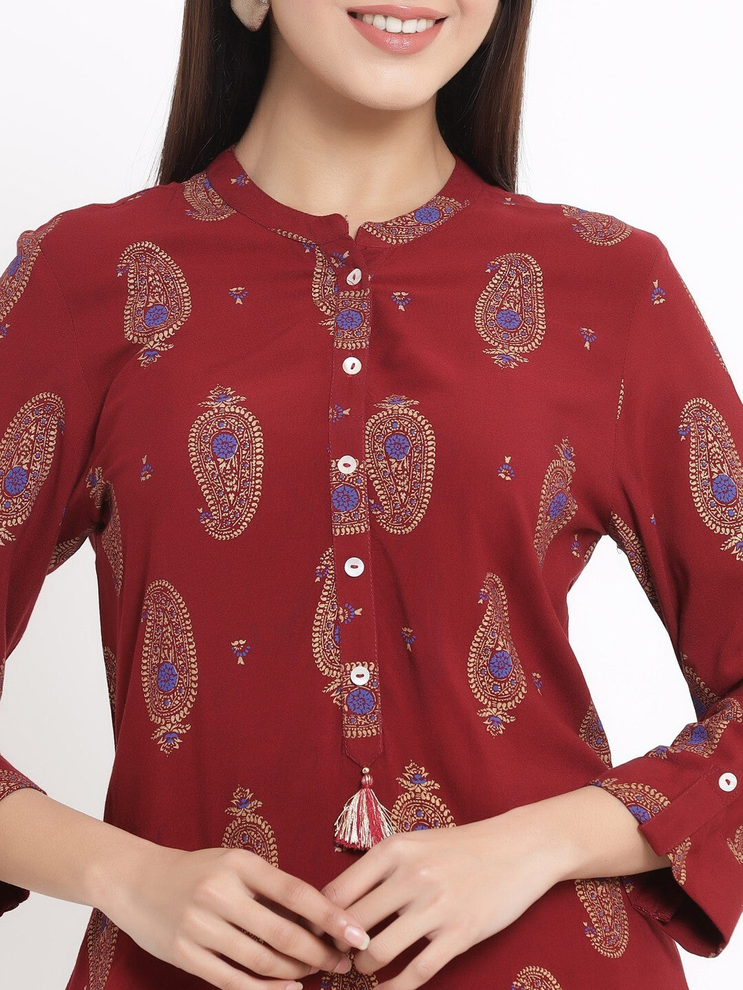 Juniper Maroon Viscose Rayon Kurta - Distacart