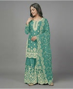 Thumbnail for Teeya Creation Womens New Trendy Pure Gmy Silk With Heavy Embroidery Sequence Work Light-Green Kurta Set - Dista