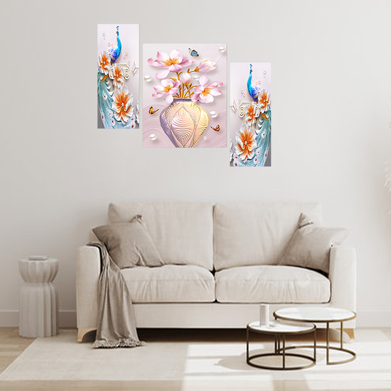 Tehzeeb Creations Set Of 3 Digital Wall Painting - Distacart
