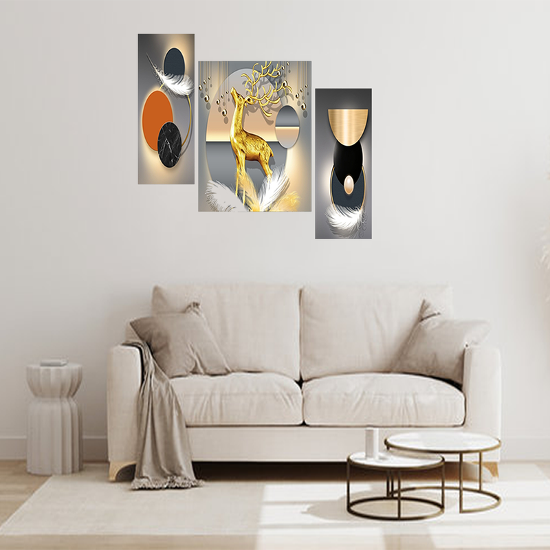 Tehzeeb Creations Set Of 3 Digital Wall Painting - Distacart