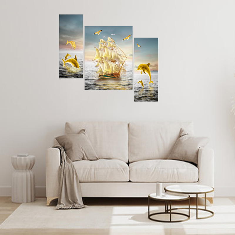 Tehzeeb Creations Set Of 3 Digital Wall Painting - Distacart