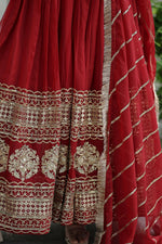 Thumbnail for Joban Fashion Maroon Georgette Sequence Embroidery Work Kurta Set