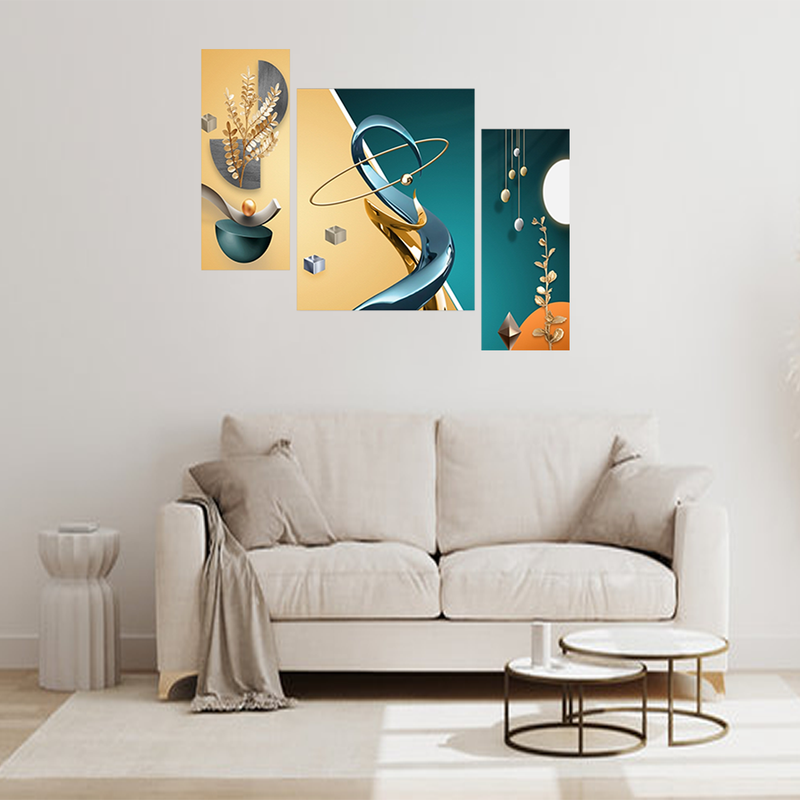 Tehzeeb Creations Set Of 3 Digital Wall Painting