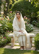 Thumbnail for Teeya Creation White Color Fendy Silk Embroidery Work Wedding Wear Salwar Suit - Distacart