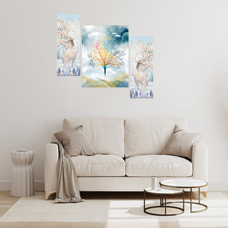 Tehzeeb Creations Set Of 3 Digital Wall Painting - Distacart