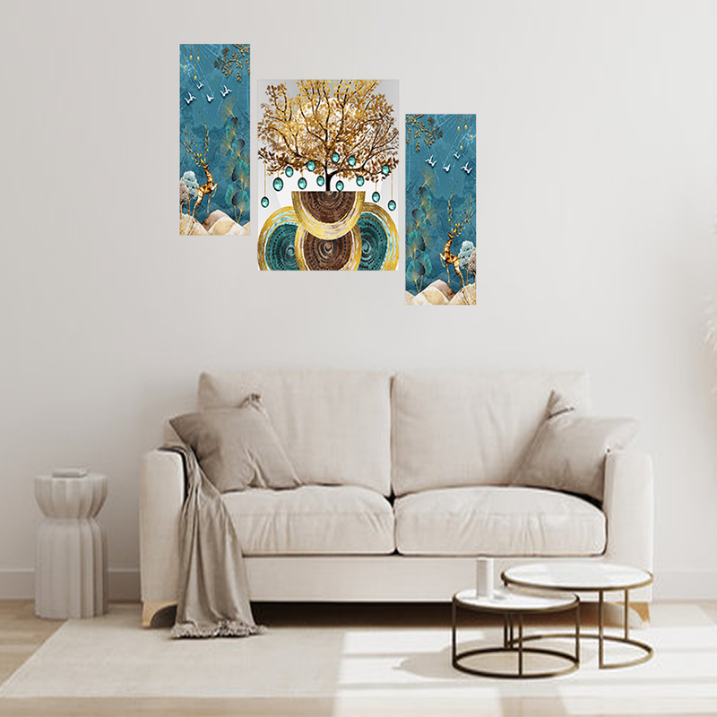 Tehzeeb Creations Set Of 3 Digital Wall Painting - Distacart