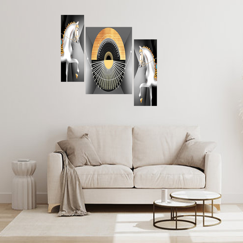 Tehzeeb Creations Set Of 3 Digital Wall Painting - Distacart