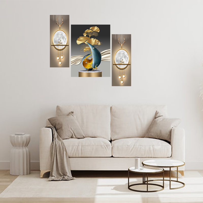 Tehzeeb Creations Set Of 3 Digital Wall Painting - Distacart
