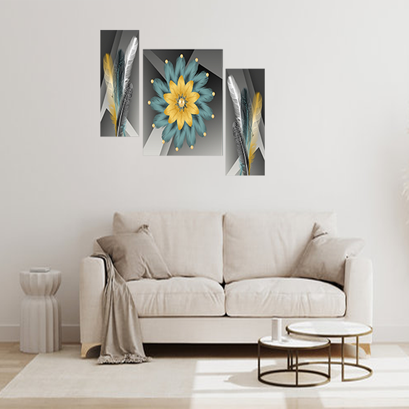 Tehzeeb Creations Set Of 3 Digital Wall Painting - Distacart