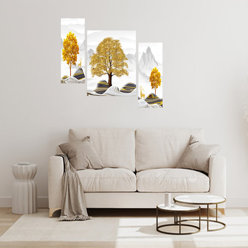 Tehzeeb Creations Set Of 3 Digital Wall Painting - Distacart