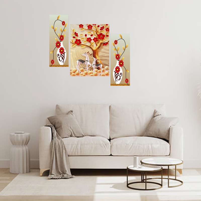 Tehzeeb Creations Set Of 3 Digital Wall Painting - Distacart