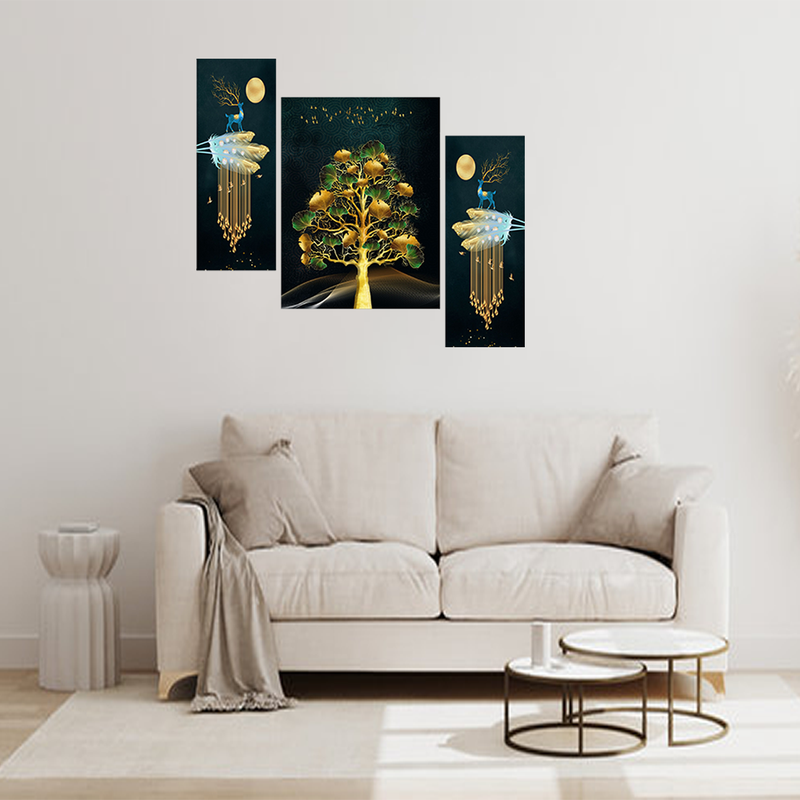 Tehzeeb Creations Set Of 3 Digital Wall Painting - Distacart