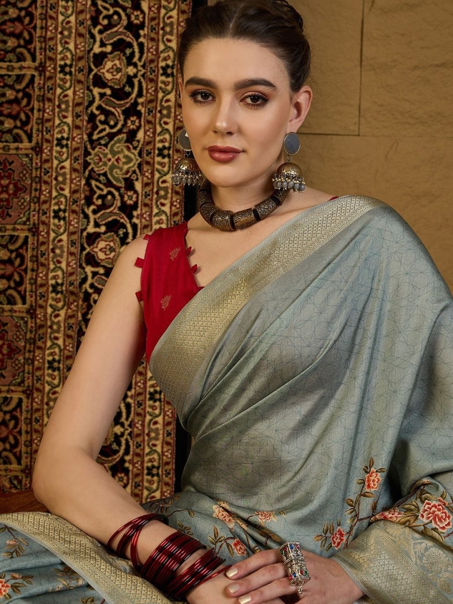 Anouk Floral Zari Silk Blend Sungudi Saree