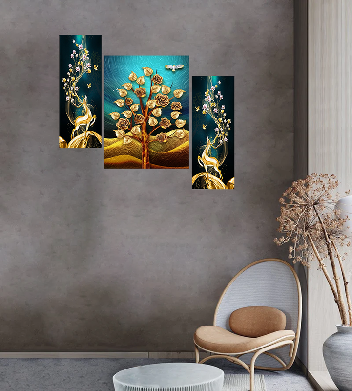 Tehzeeb Creations Set Of 3 Digital Wall Painting - Distacart