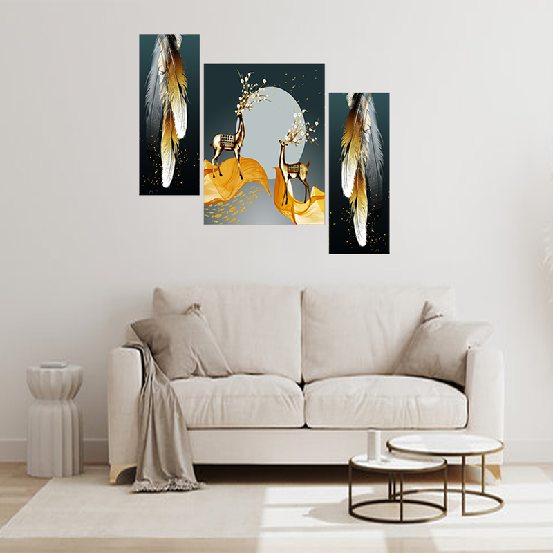 Tehzeeb Creations Set Of 3 Digital Wall Painting - Distacart