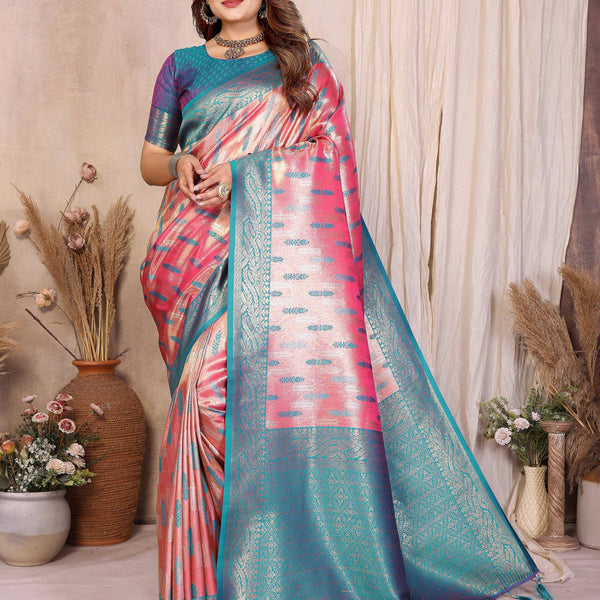 Aastha Fashion Red Tissue Silk Paithani Woven Saree - Distacart