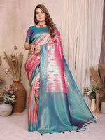 Thumbnail for Aastha Fashion Red Tissue Silk Paithani Woven Saree - Distacart