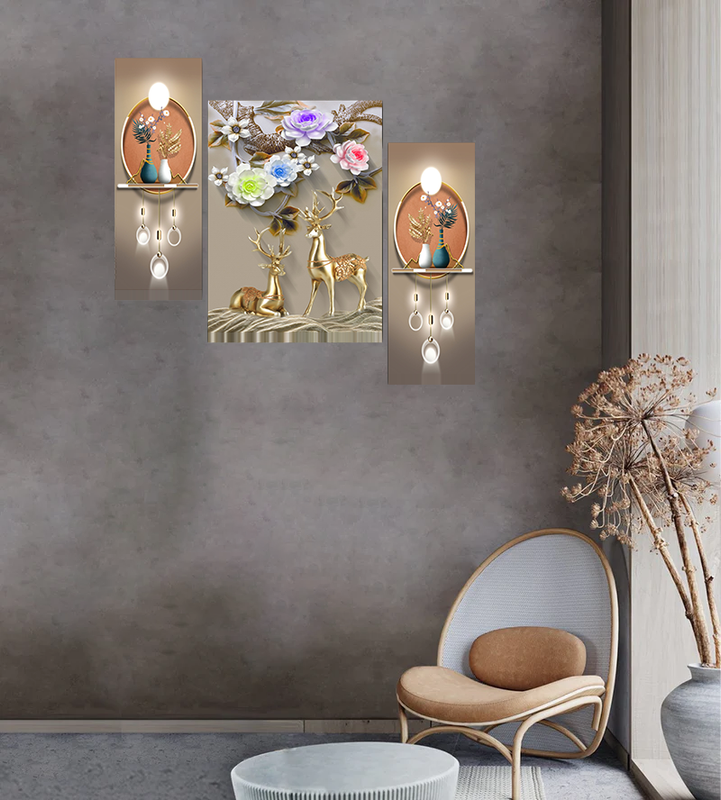 Tehzeeb Creations Set Of 3 Digital Wall Painting - Distacart