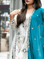 Thumbnail for Teeya Creation White Color Chinon Silk Party Wear Trending Palazzo Set - Distacart