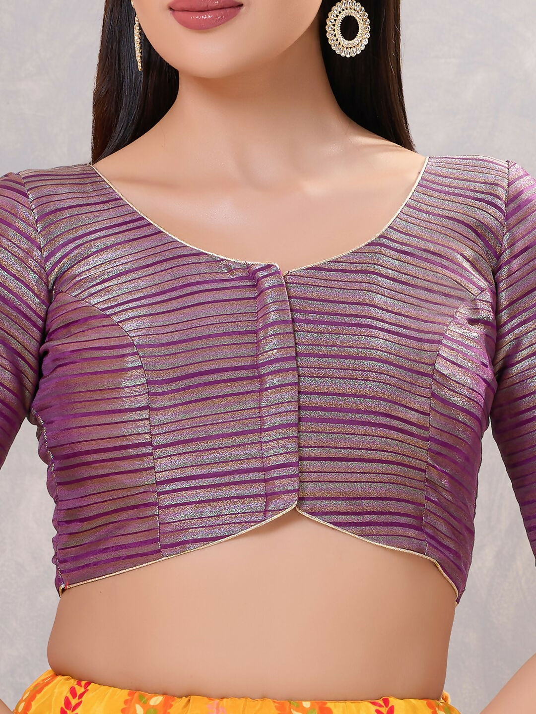 Joban Fashion Women Silk Purple Stitched Blouse - Distacart