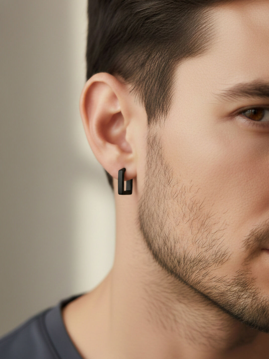 NVR Men's Set of 3 Multicolour Geomatric Shaped Hoop Earrings - Distacart