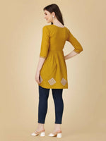 Thumbnail for Aastha Fashion Women's Mustard Viscose Rayon Embroidered Casual Top - Distacart