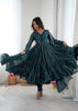 Teeya Creation Teal Color Mal Chanderi Silk Hand Embroidery Work Long Gown - Distacart