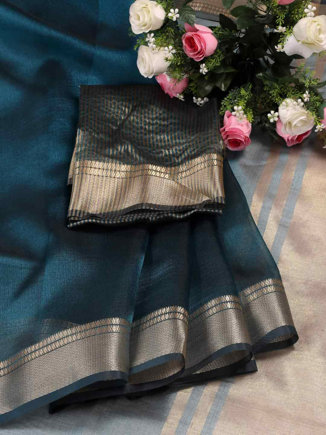 Astita Organza Sea Green Saree