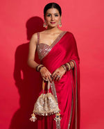Thumbnail for Joban Fashion Red Rangoli silk Party Wear Sarees - Distacart