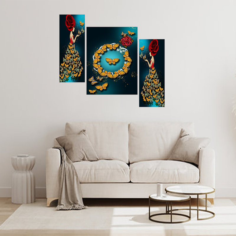 Tehzeeb Creations Set Of 3 Digital Wall Painting - Distacart