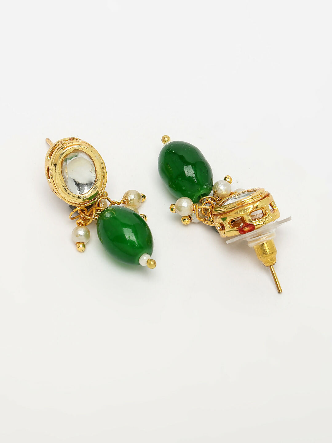 NVR Women's Green Artificial Beads Layered Necklace with Drop Earring - Distacart