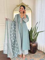 Thumbnail for The52 Women's Beautiful Rayon Fabric Embroidery Work A-Line Kurta Pant and Dupatta Set - Distacart
