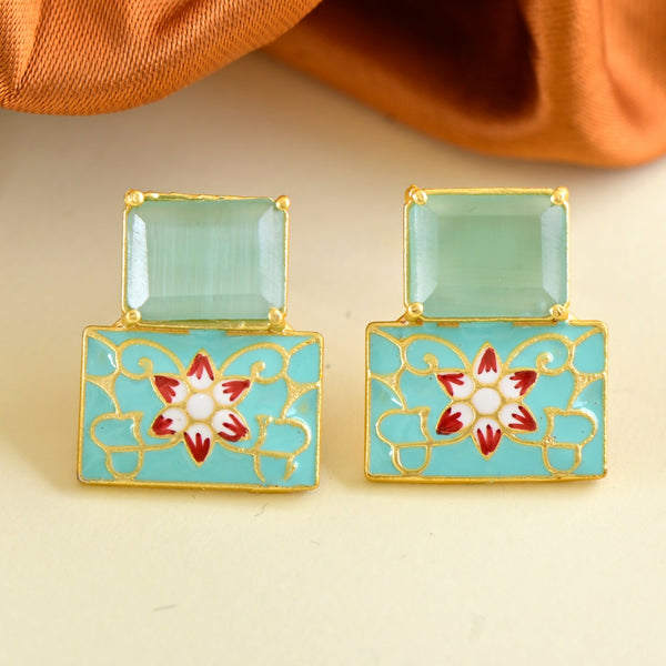 Joban Fashion Women Brass Mint Green Onyx Earrings - Distacart