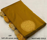 Thumbnail for Mustard Silk Woven Saree with Unstitched Blouse - Hiral Fashion - Distacart