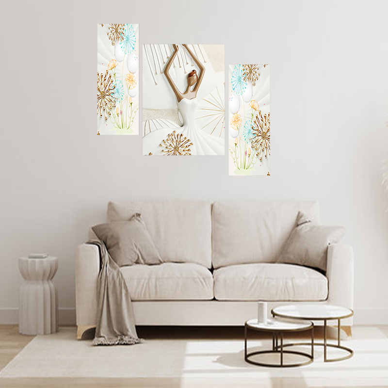 Tehzeeb Creations Set Of 3 Digital Wall Painting - Distacart