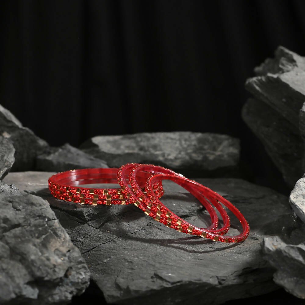 Afast Elegant Bridal & Wedding Party Fashion Bangle/Kada Set, Red, Glass, Pack Of 12 Model No- A11 - Distacart