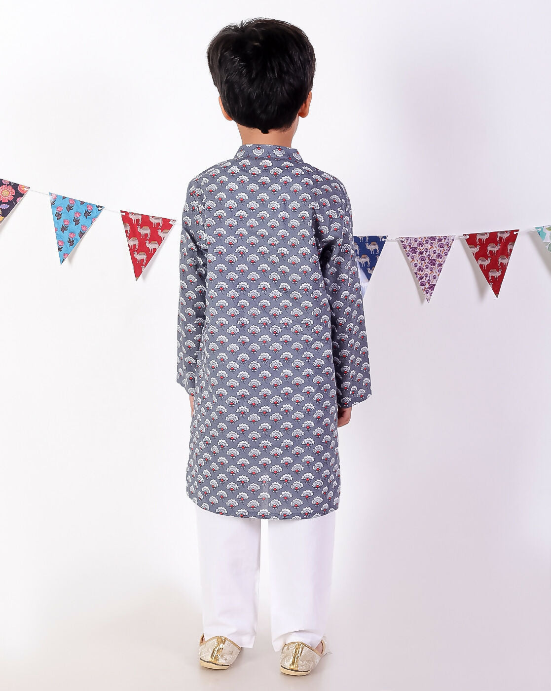 Lil Drama Jaipur Boys Grey Kurta and Pyjama Ethnic Set - Distacart