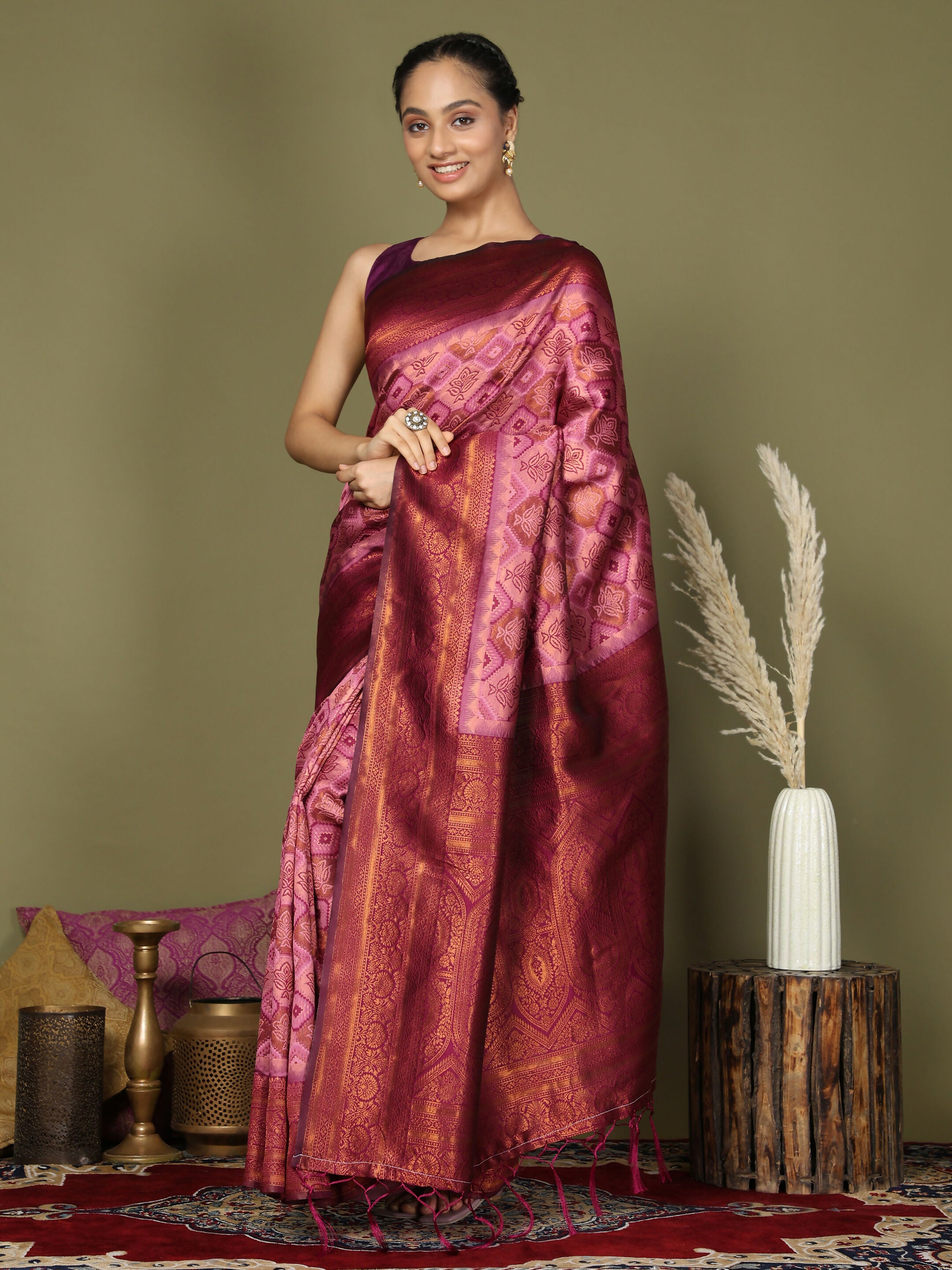 Astita Lichi Silk Light Pink Saree