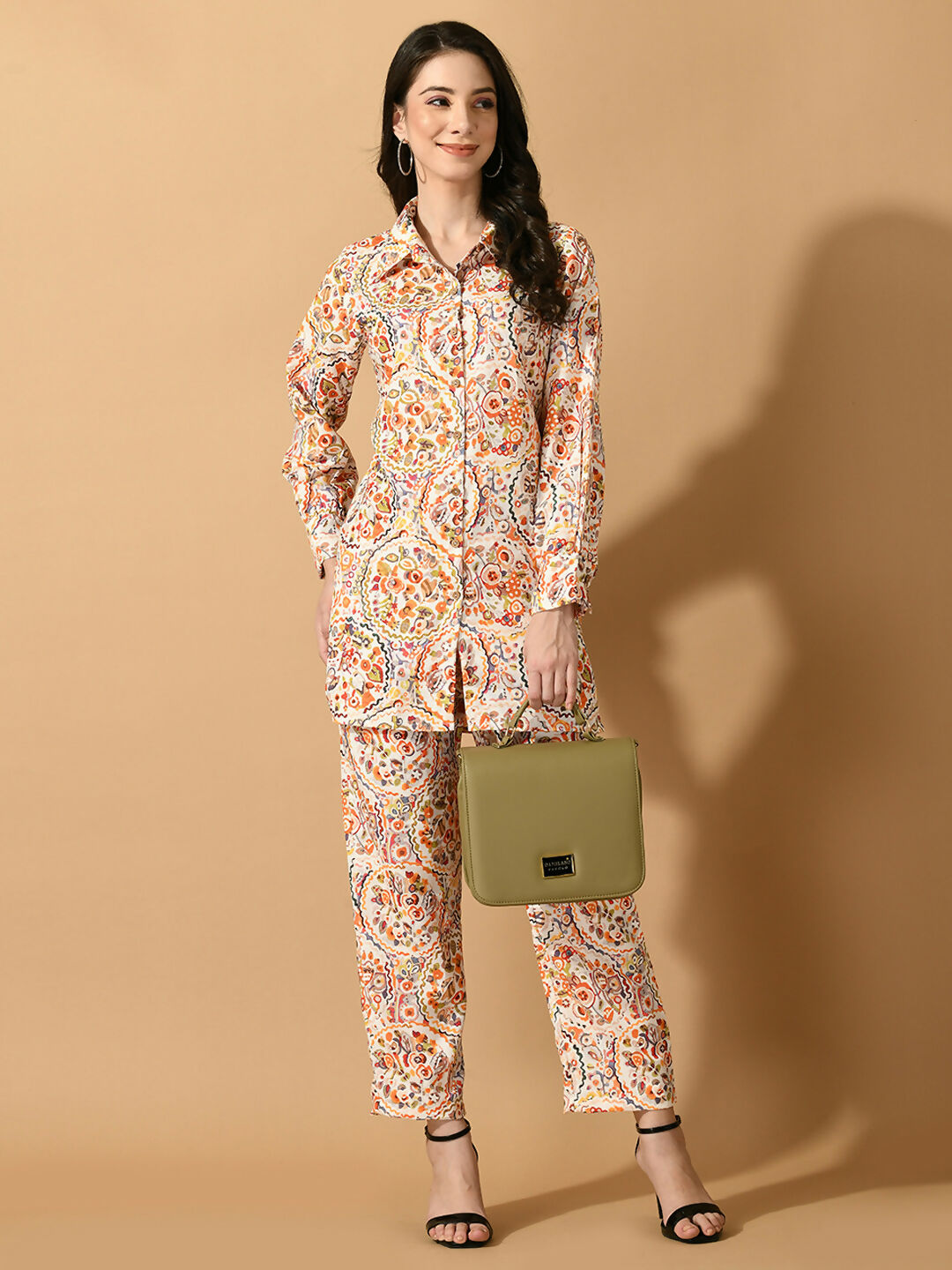 Myshka Women's Multi Printed Shirt With Trousers - Distacart