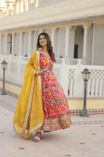Thumbnail for Jyoti Fashion Women's Pink Russian Silk Sequins Zari Embroideredy Anarkali Dress with Dupatta - Distacart