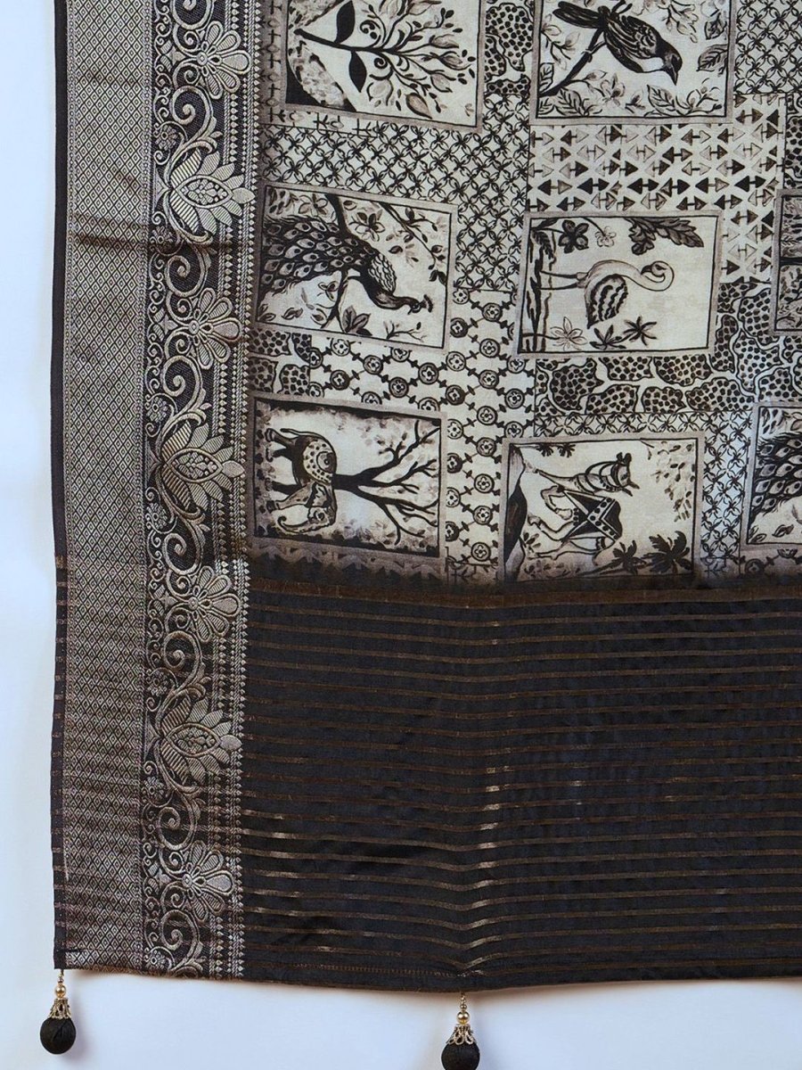 Anouk Ethnic Motifs Zari Silk Blend Sungudi Saree
