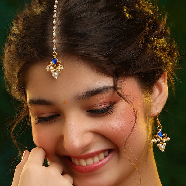 Ruby Raang Set Of 2 Blue Kundan