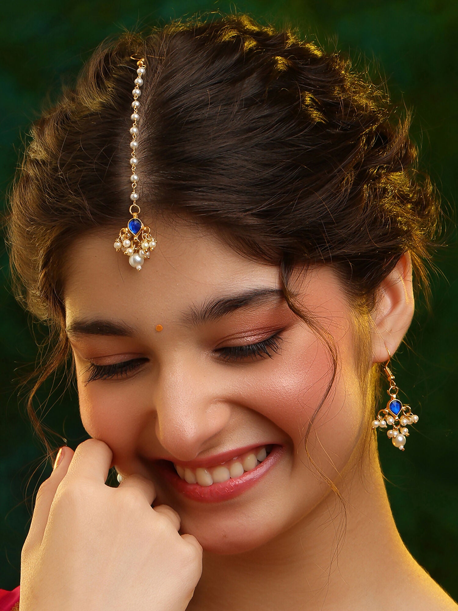 Ruby Raang Set Of 2 Blue Kundan