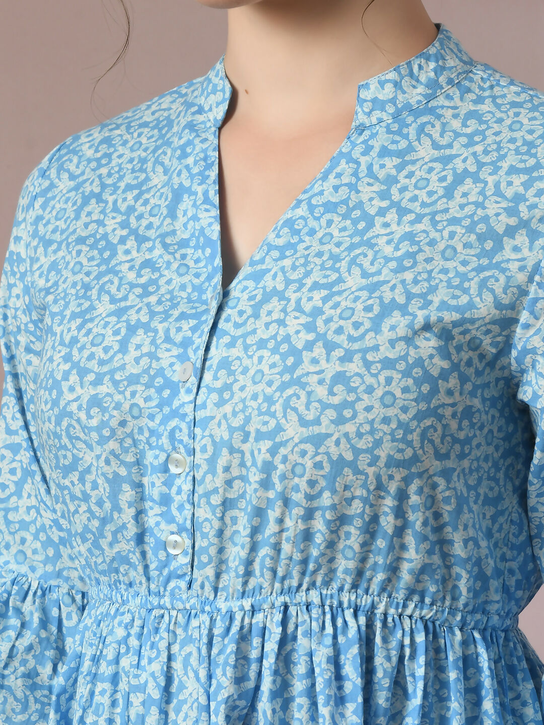 Myshka Women's Blue Embellished Cotton Gathered Party Empire Top - Distacart