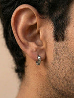 Thumbnail for NVR Men's Silver Plated Hoop Earrings - Distacart